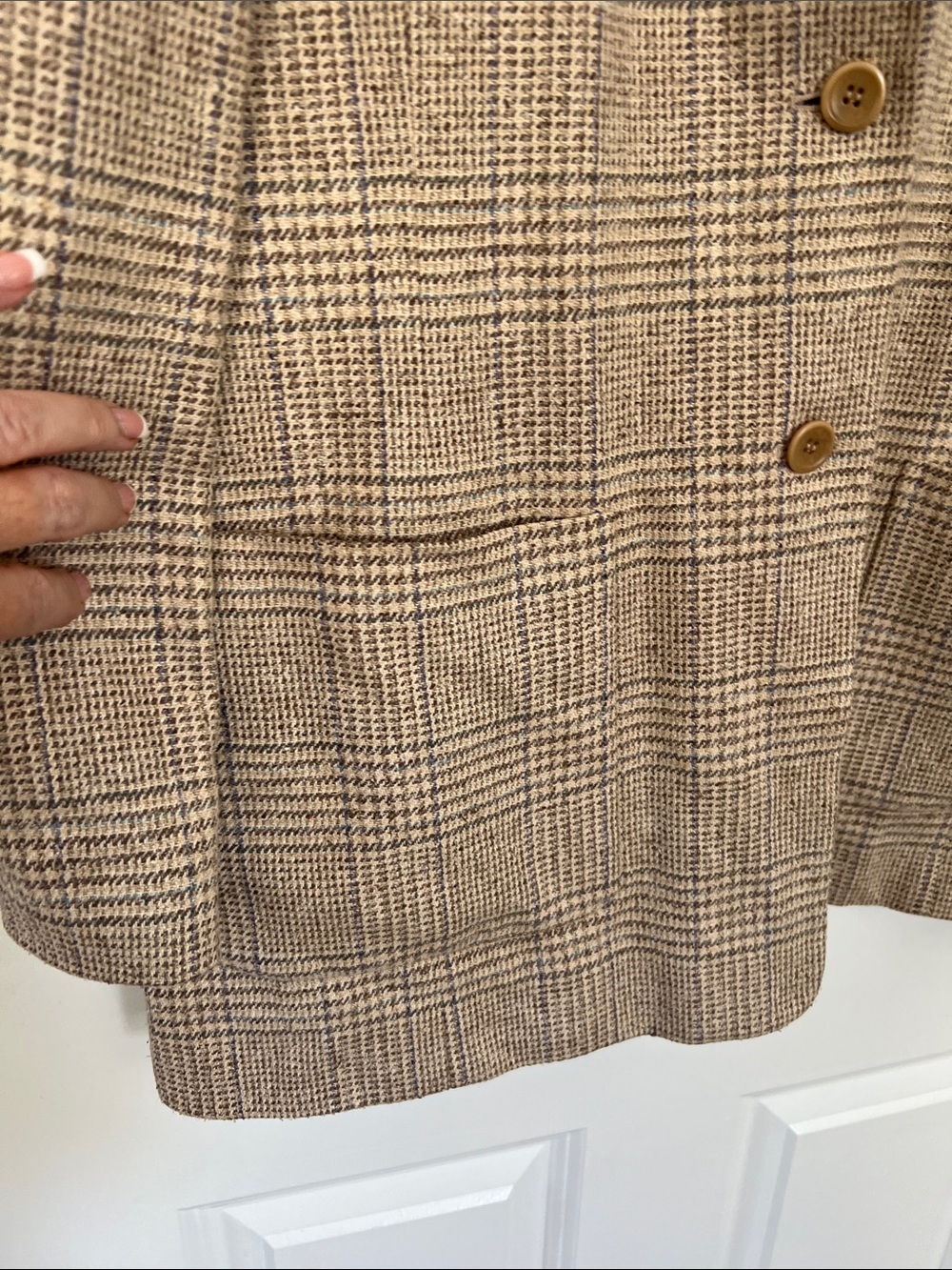 Talbots Brown Glen Plaid Notch Lapel Pure Silk Blazer Size 16 - Picture 4 of 7